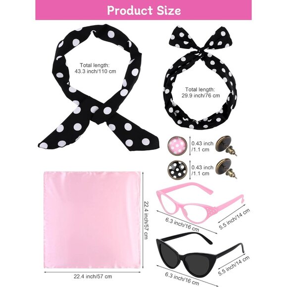 Pink Satin Jacket Costume Set Women 8 Pieces 1950s Style Halloween Dress - Picture 2 of 5